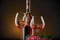 Wine Glass and Wine Bottle ROSE