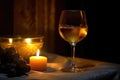 Wine Glass with Candle - Romantic Ambiance Royalty Free Stock Photo