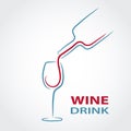 Wine glass concept menu design, stock vector illustration Royalty Free Stock Photo
