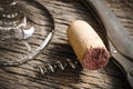 Wine Glass with Cork and Corkscrew