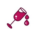 Wine glass cup pouring drops celebration drink beverage icon line and filled Royalty Free Stock Photo