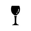 Wine glass, cutout silhouette icon. Outline alcohol logo. Black simple illustration of goblet for drink, drunkenness. Flat