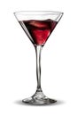 A wine glass filled with a red Cosmopolitan cocktail, isolated on a white background Royalty Free Stock Photo