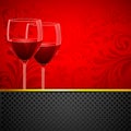 Wine Glass on Floral Background