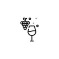 Wine and Glass Fruit and Drink Outline Icon, Logo, and illustration