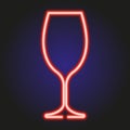 Wine glass glowing red neon of vector illustration Royalty Free Stock Photo