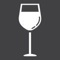 Wine glass glyph icon, food and drink, alcohol Royalty Free Stock Photo