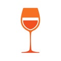 Wine glass graphic design element with orange wine illustration on a white background Royalty Free Stock Photo