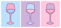 Wine Glass Hand Drawing Vector Illustration Alcoholic Drink. Pop Art Style