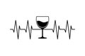 Wine Glass Heartbeat vector illustration Royalty Free Stock Photo