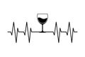Wine Glass Heartbeat vector illustration Royalty Free Stock Photo