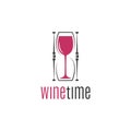 Wine glass hourglass concept logo design on white