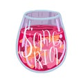 Sangria. Wine glass with red wine and fruit, spanish drink. Vector illustration