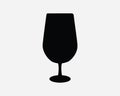 Wine Glass Icon. Alcohol Beverage Drink Glass Glassware Cocktail Bar. Black and White Sign Symbol EPS Vector Royalty Free Stock Photo