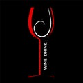 Wine glass icon flat design red and white on black, stock vector Royalty Free Stock Photo