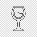 Wine glass icon in flat style. Champagne beverage vector illustration on isolated background. Cocktail drink sign business concept Royalty Free Stock Photo