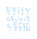 Wine glass icon set. drinks, cocktails glasses