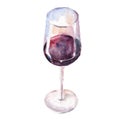 The wine glass isolated on a white background, a watercolor illustration Royalty Free Stock Photo