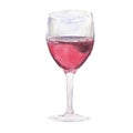 The wine glass isolated on a white background, a watercolor illustration Royalty Free Stock Photo