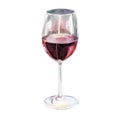 The wine glass isolated on a white background, a watercolor illustration Royalty Free Stock Photo