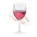 The wine glass isolated on a white background, a watercolor illustration Royalty Free Stock Photo