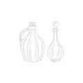 Wine Glass Jug And Pitcher Hand Drawn Realistic Sketch