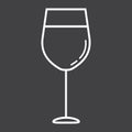 Wine glass line icon, food and drink, alcohol sign Royalty Free Stock Photo