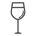 Wine glass line icon, food and drink, alcohol sign Royalty Free Stock Photo