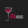 Wine glass logo design. Red and white wine house concept background Royalty Free Stock Photo