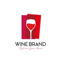 Wine glass logo design vector template. colorful trendy illustration in red color. wine brand, grape wine label, alcohol drinks Royalty Free Stock Photo