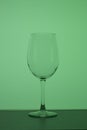 Wine glass on a long leg. In back green Royalty Free Stock Photo