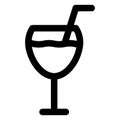 Wine Glass Outline bold Vector Icon which can be easily modified or Edited Royalty Free Stock Photo