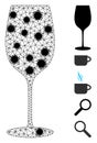 Wine Glass Polygonal Mesh Pictogram with Infectious Nodes