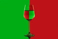 wine glass red and green backkground