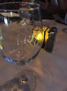 Wine glass at restaurant table Royalty Free Stock Photo