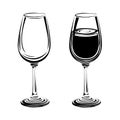 Two wine glasses are empty and full Royalty Free Stock Photo