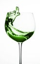 Wine glass, splash of wine red water on a white background isolated Royalty Free Stock Photo