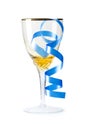 Wine glass with streamer isolated Royalty Free Stock Photo
