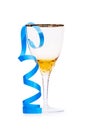 Wine glass with streamer isolated Royalty Free Stock Photo