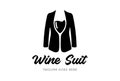 Wine Glass Tuxedo Suit Bow Tie for Luxury Bar Dinner Restaurant Waiter Bartender Logo design