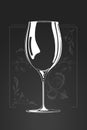 Wine glass. vector hand drawn illustration in cartoon style. Negative space concept. sketch of logo. Decorative organic ornament o
