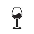 Wine glass vector icon. Alcohol beverage wineglass