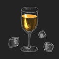 Wine glass vector line icon, sign, illustration on background, editable strokes. alcohol glass for vermouth. wine glass Royalty Free Stock Photo