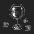 Wine glass vector line icon, sign, illustration on background, editable strokes. alcohol glass for vermouth. wine glass Royalty Free Stock Photo