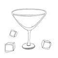 Wine glass vector line icon, sign, illustration on background, editable strokes. alcohol glass for vermouth. wine glass Royalty Free Stock Photo
