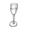 Wine glass. Vector sketch, doodle. Champagne glass hand drawn outline doodle icon.