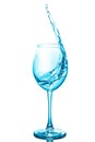Wine glass with water inside, water wave