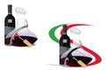 Wine glass winemaker italian flag wine bottle