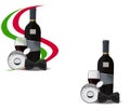 Wine glass winemaker italian flag wine bottle