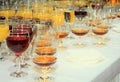 Wine glasses with alcoholic drinks on the table Royalty Free Stock Photo